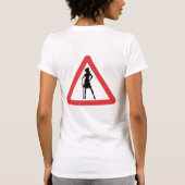 Waarschuwing - Vrouw met zwaard T-shirt (Achterkant)