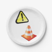 Waarschuwing waarschuwende verkeerskone papieren bordje (Voorkant)