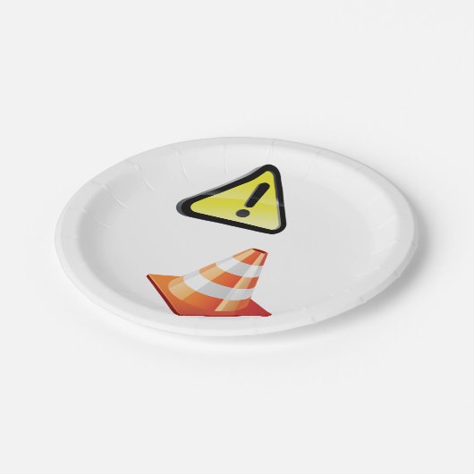 Waarschuwing waarschuwende verkeerskone papieren bordje (Gekanteld)