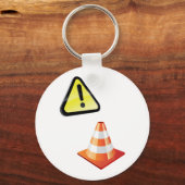 Waarschuwing waarschuwende verkeerskone sleutelhanger (Voorkant)