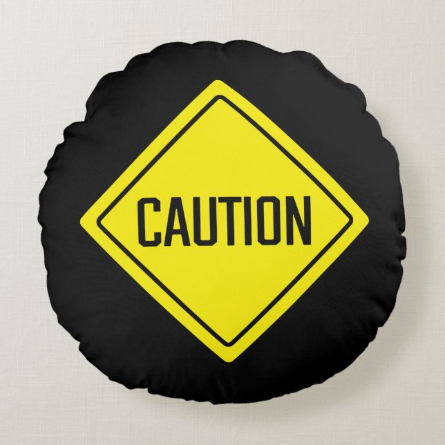 WAARSCHUWING | Waarschuwingsbord | Rond kussen (Voorkant)