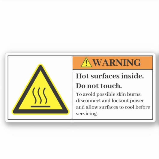 Waarschuwing warm oppervlak binnenzijde label B604 (Voorkant)