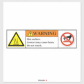 Waarschuwing Warm oppervlak-label Sticker (Vel)