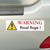 WAARSCHUWING Weg Rage Bumpersticker (Op auto)