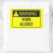 Waarschuwing werk Allergie Funny Rechthoekige Sticker (Tas)