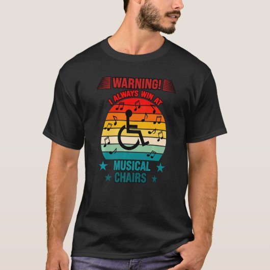 Waarschuwing Win bij Musical Chairs Retro Sunset T-shirt (Voorkant)
