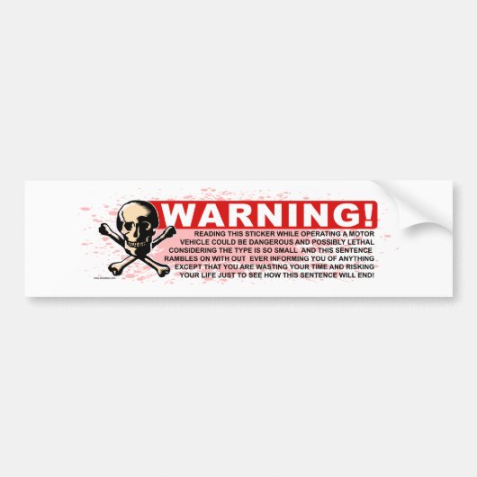 Waarschuwing-wit Bumpersticker (Voorkant)