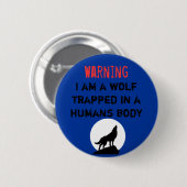 Waarschuwing wolf ronde button 5,7 cm (Voorkant /achterkant)