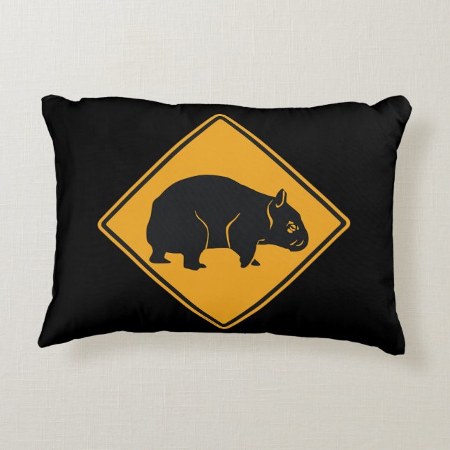 Waarschuwing Wombat Crossing Accent Kussen (Achterkant)