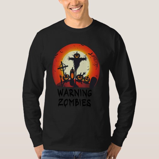 Waarschuwing Zombie Maneschijn Kerkhof Enge Kinde T-shirt (Voorkant)