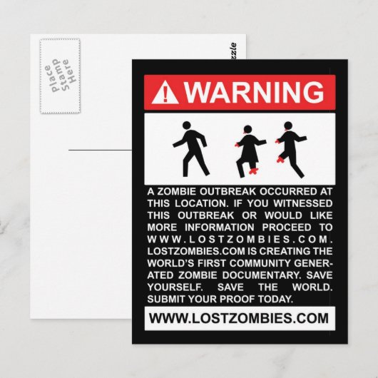 Waarschuwing Zombie Outbreak Briefkaart (Voorkant / Achterkant)