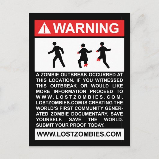 Waarschuwing Zombie Outbreak Briefkaart (Voorkant)