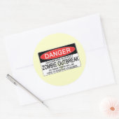 Waarschuwing - Zombie-uitbraak Ronde Sticker (Envelop)