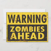 Waarschuwing Zombies Ahead Halloween Invitation Kaart (Voorkant)