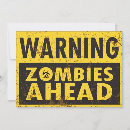 Waarschuwing Zombies Ahead Halloween Invitation Kaart (Voorkant)