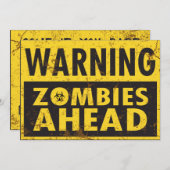 Waarschuwing Zombies Ahead Halloween Invitation Kaart (Voorkant / Achterkant)