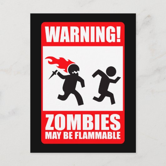 Waarschuwing: Zombiës is brandbaar Briefkaart (Voorkant)