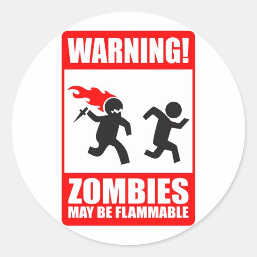 Waarschuwing! Zombies kunnen brandbare Sticker zij (Voorkant)