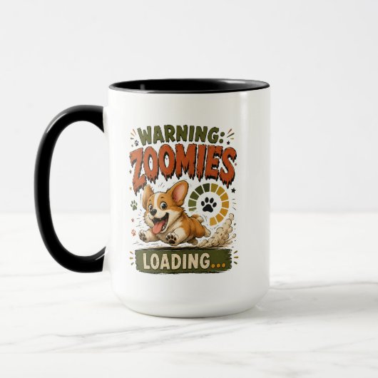 "Waarschuwing Zoomies Laden"Grappige Corgi liefheb Mok (Links)