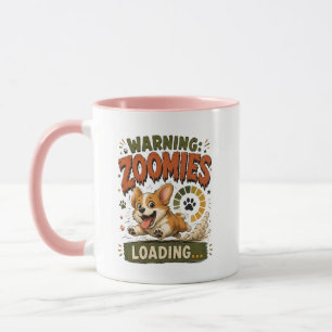 "Waarschuwing Zoomies Laden"Grappige Corgi liefheb Mok