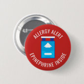 Waarschuwingen voor allergie Epinefrine in medisch Ronde Button 5,7 Cm (Voorkant /achterkant)