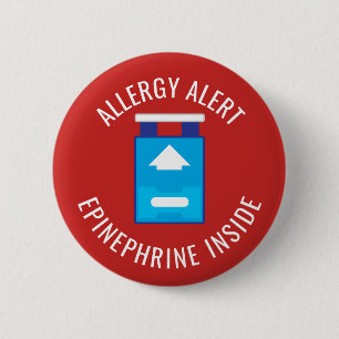 Waarschuwingen voor allergie Epinefrine in medisch Ronde Button 5,7 Cm