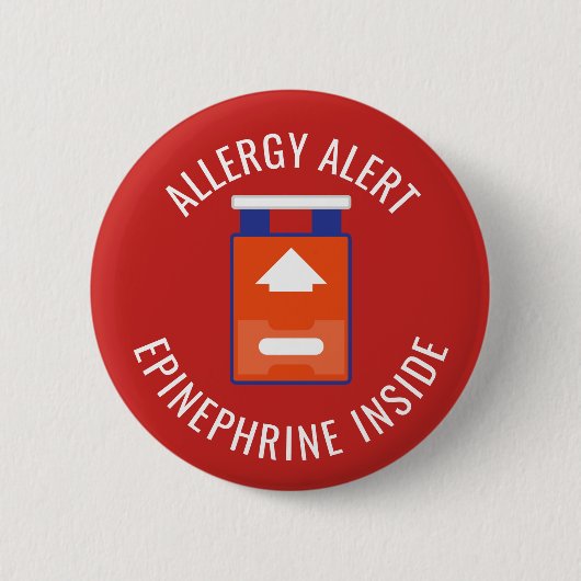 Waarschuwingen voor allergie Epinefrine in medisch Ronde Button 5,7 Cm (Voorkant)
