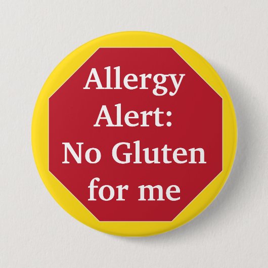 Waarschuwingen voor allergie:  Geen gluten Ronde Button 7,6 Cm (Voorkant)