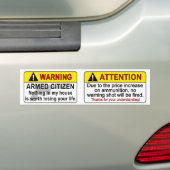 Waarschuwingen voor gewapende burgers bumpersticker (Op auto)