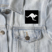 Waarschuwings Kangoeroe Vierkante Button 5,1 Cm (In situ)