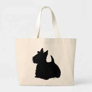 Waarschuwings Schotse Terriër Silhouet Grote Tote Bag