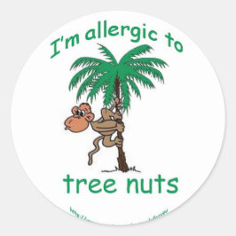 Waarschuwingsaap voor notenallergie ronde sticker