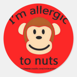 Waarschuwingsaap voor notenallergie ronde sticker