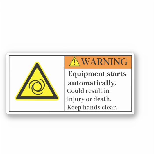 Waarschuwingsapparatuur automatisch labelen sticker (Voorkant)