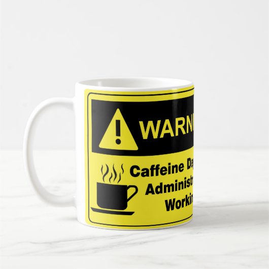 Waarschuwingsbeheerder affeine koffiemok (Links)