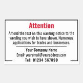 Waarschuwingsbericht Rechthoekige Sticker (Voorkant)