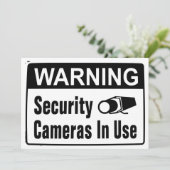 Waarschuwingsbeveiligingscamera in gebruik kaart (Staand voorkant)