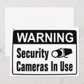 Waarschuwingsbeveiligingscamera in gebruik kaart (Voorkant / Achterkant)