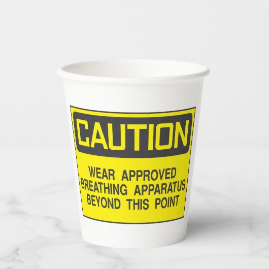 Waarschuwingsbord Draag goedgekeurd ademhalingsapp Papieren Bekers (Voorkant)