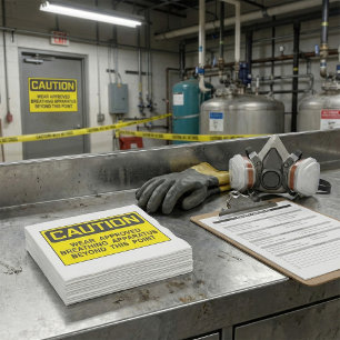 Waarschuwingsbord Draag goedgekeurd ademhalingsapp Servet