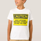 Waarschuwingsbord Draag goedgekeurd ademhalingsapp T-shirt (Voorkant)