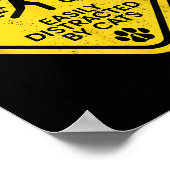 Waarschuwingsbord gemakkelijk afgeleid door katten poster (Hoek)