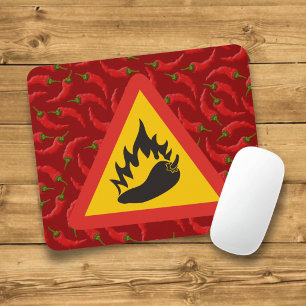Waarschuwingsbord hete peper gevaar muismat