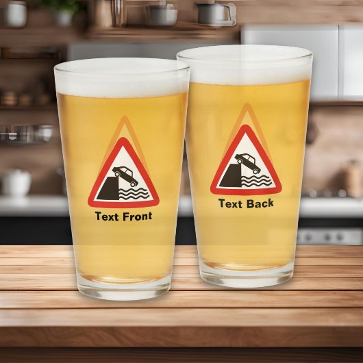 Waarschuwingsbord kade glas