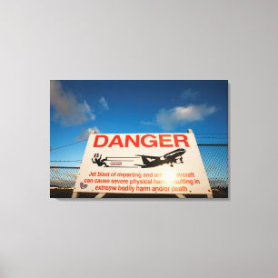 waarschuwingsbord nabij de luchthaven van Sint Maa Canvas Afdruk