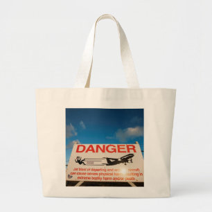 waarschuwingsbord nabij de luchthaven van Sint Maa Grote Tote Bag
