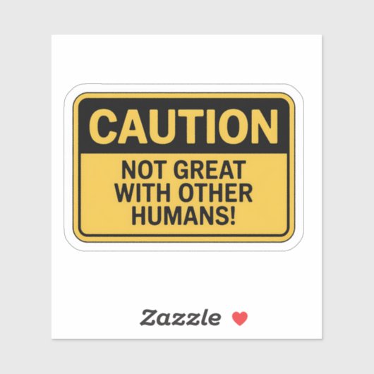 Waarschuwingsbord - niet geweldig bij mensen sticker (Vel)