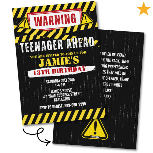 Waarschuwingsbord Teenie 13e verjaardag Kaart