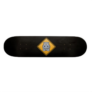 Waarschuwingsbord voor cartoon nijlpaard persoonlijk skateboard
