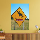 Waarschuwingsbord voor elanden canvas afdruk (Insitu (Woonkamer))